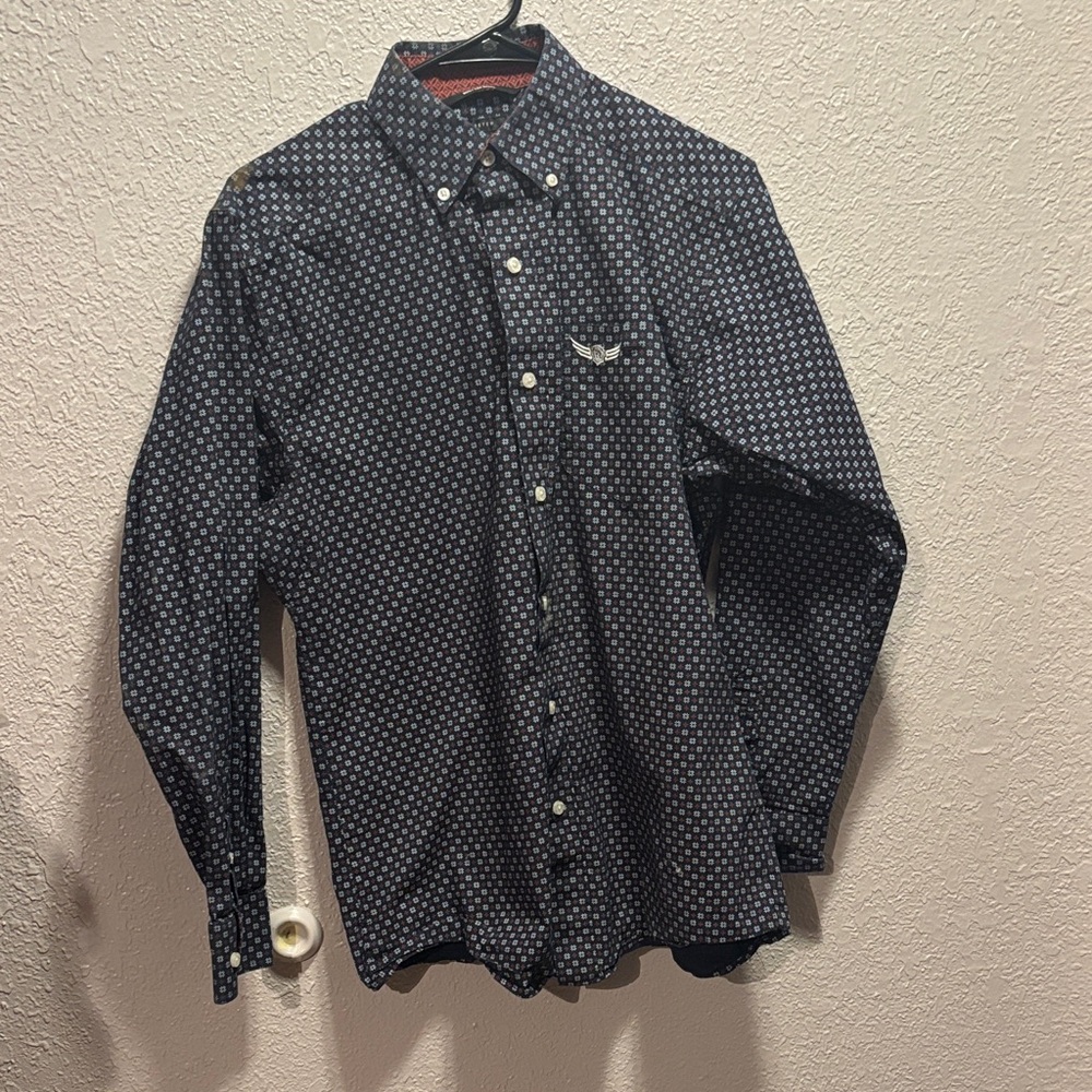 Ariat Men's Dark Blue Geometric Button Down Shirt